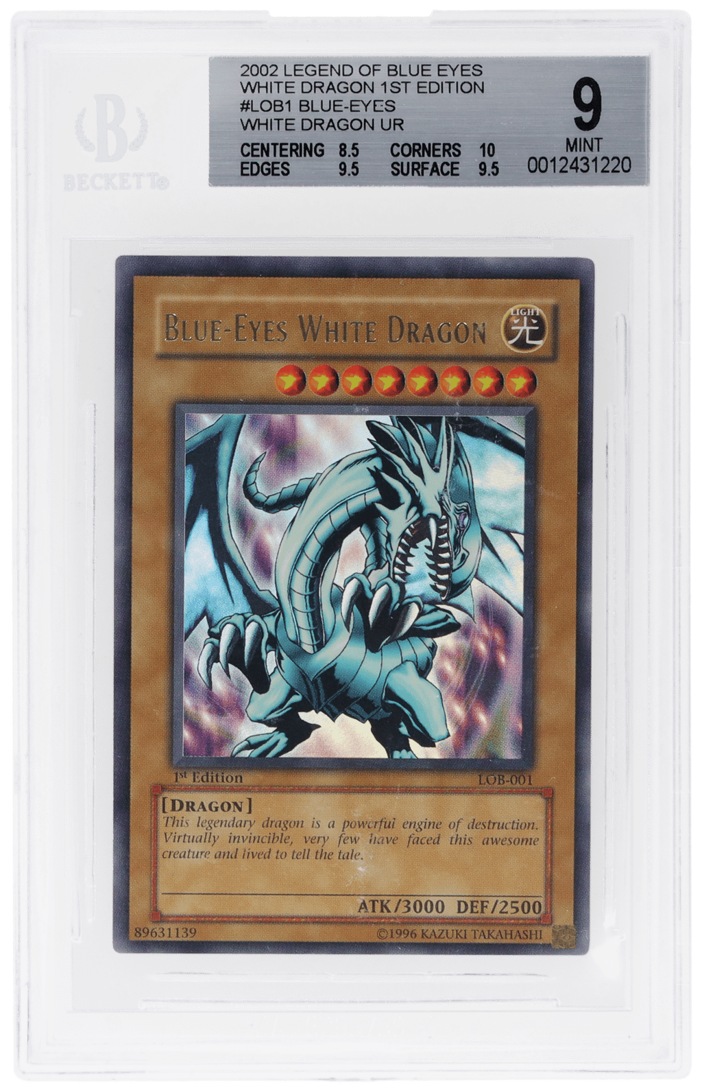 1st Edition Blue-Eyes White Dragon #LOB-001 BGS 9