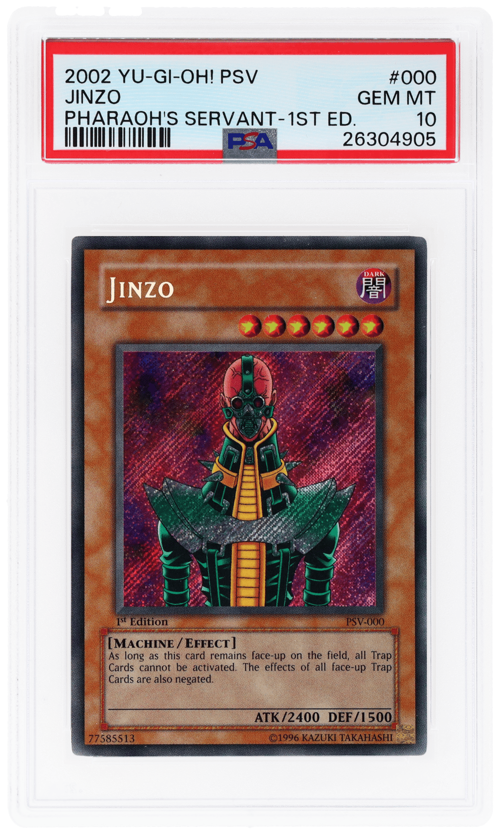 2002 Yu-Gi-Oh! Pharaoh's Servant 1st Edition Jinzo #PSV-000 PSA 10