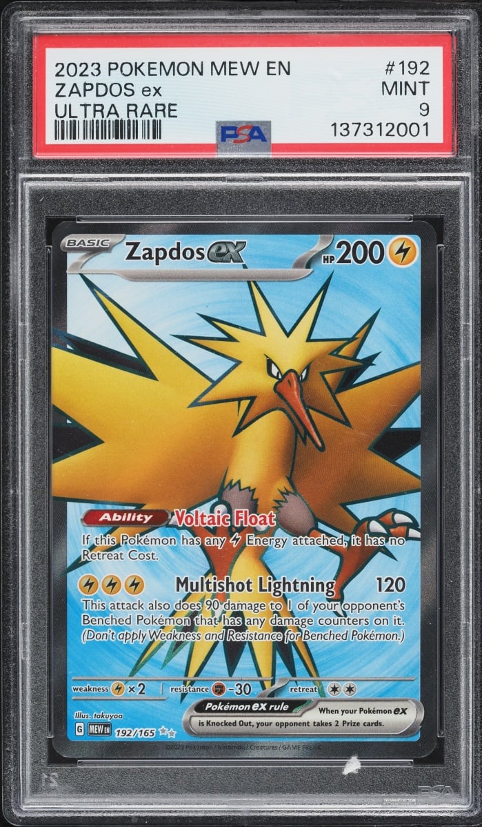 2023 Pokemon Scarlet & Violet 151 Full Art Zapdos ex #192 PSA 9 MINT