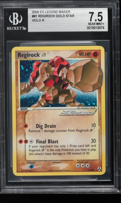 Graded 2006 EX Legend Maker Regirock Gold Star card